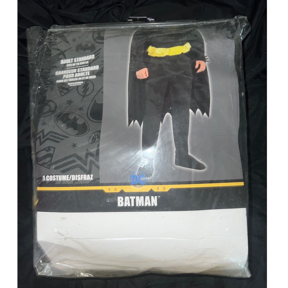 Batman Muscle Chest Adult Costume DC Comics 4 Piece Set Black Fits Up To Size 44